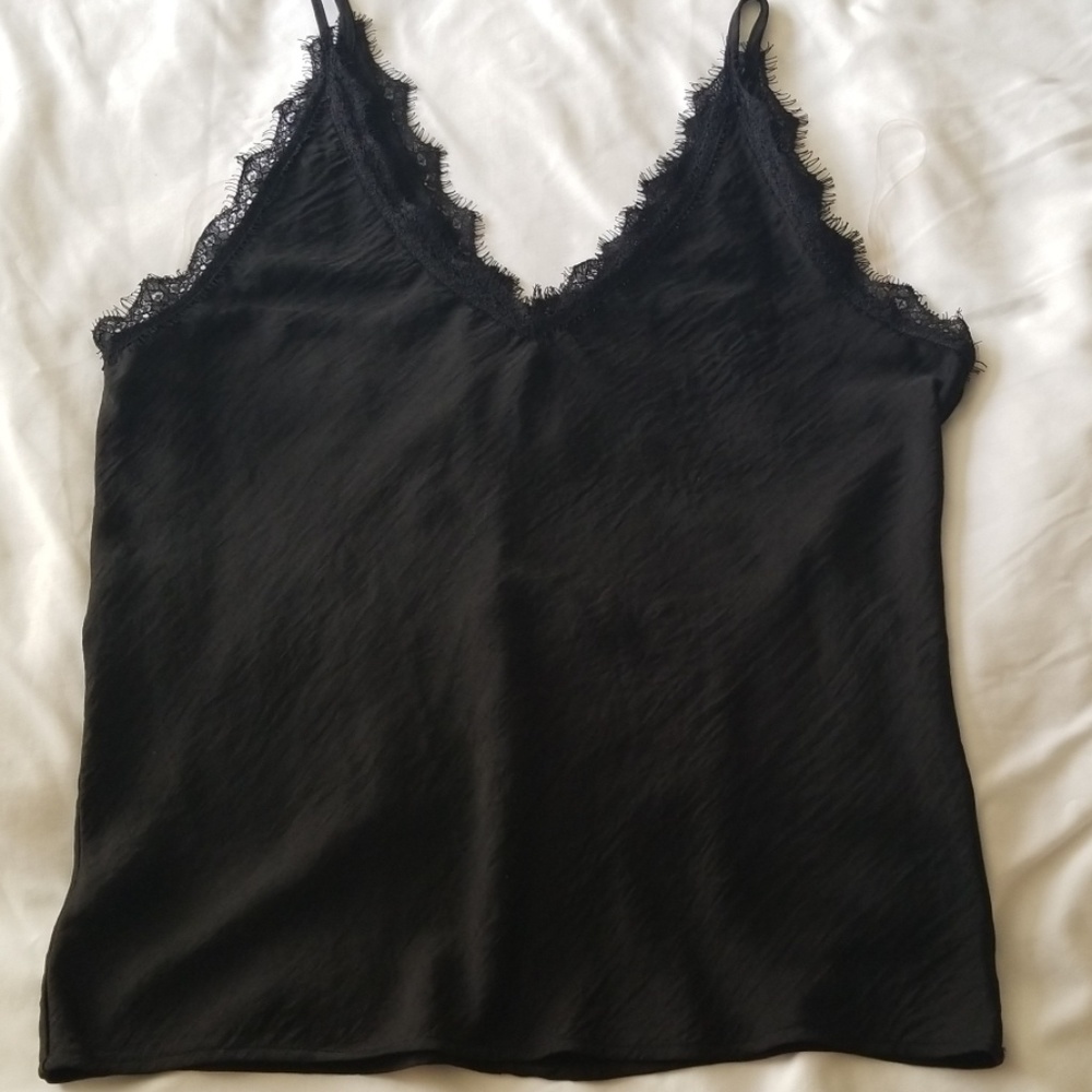 V neck tank blouse black